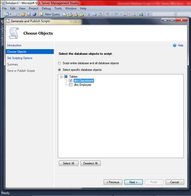 object in database or table